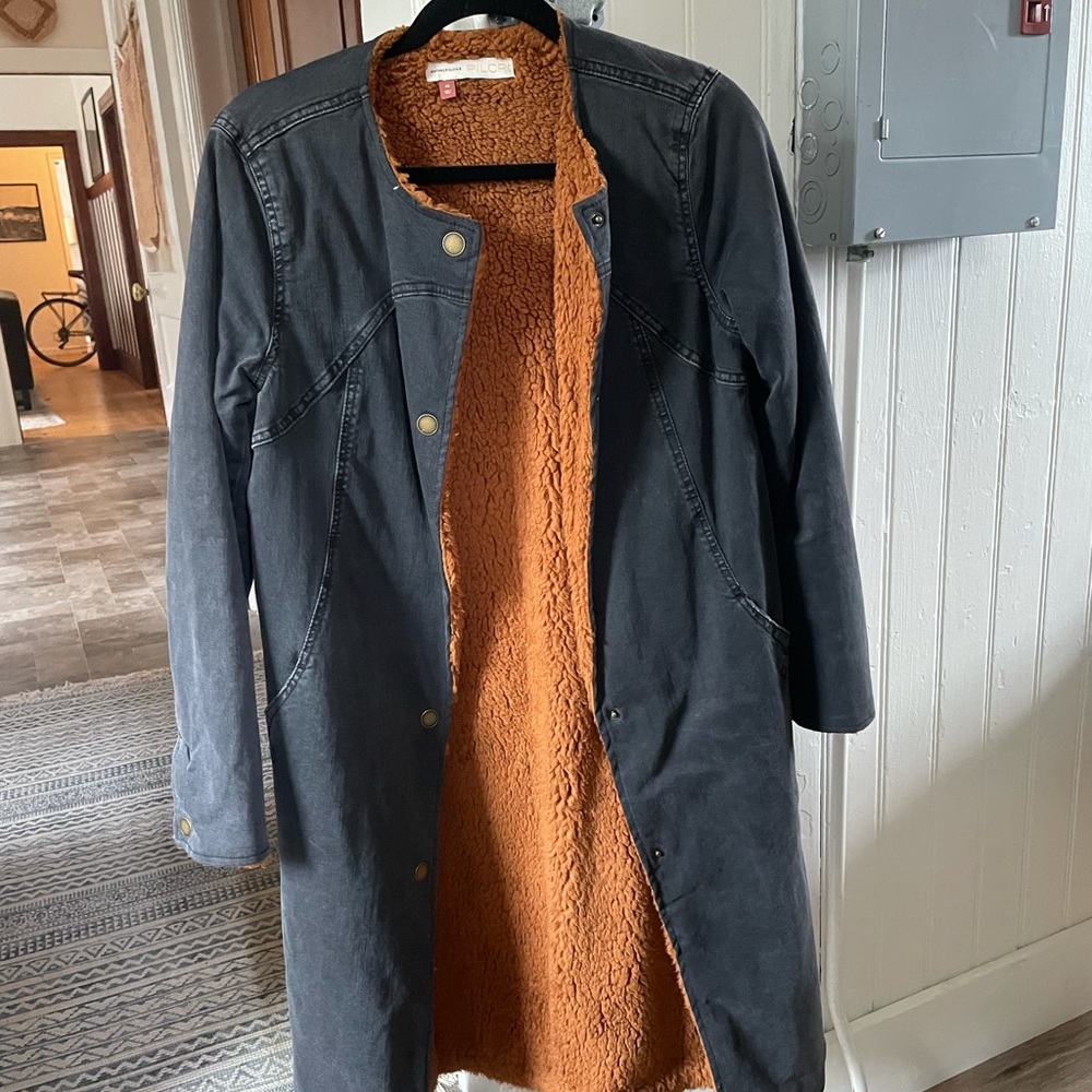 Anthropologie Long Coat with plush lining